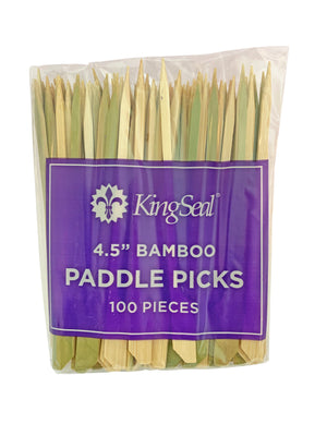 KingSeal Bamboo Wood Paddle Picks, Skewers. 4.5 Inch - Perfect for Appetizers and Cocktails