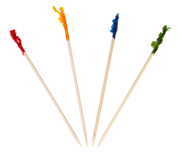 KingSeal Bamboo Club Frill Toothpicks, Assorted Colors, 3.75 Inch