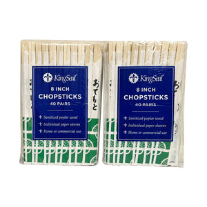 KingSeal 8 Inch Poplar Wood Chopsticks, Paper Sleeve - 40 Pair Pack