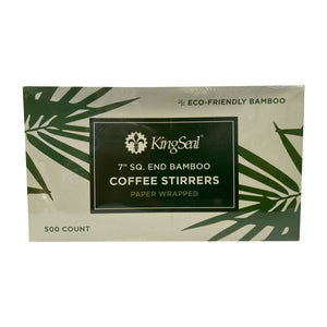 KingSeal Indiv. Paper Wrapped Bamboo Coffee Beverage Stirrers, Square End - 7.0 Inch, 100% Renewable and Biodegradable