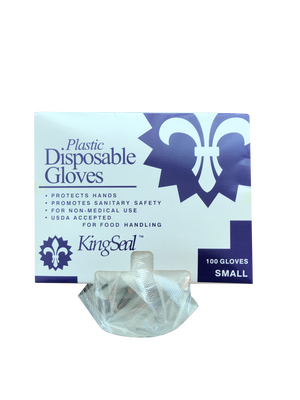 KingSeal Embossed Poly Disposable Gloves, Powder-Free, Envelope Box Dispensers