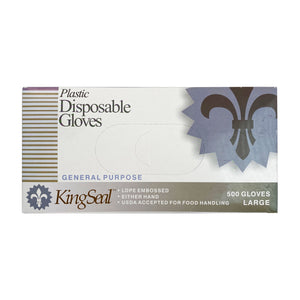 KingSeal Embossed Poly Disposable Gloves, Latex-Free, Powder-Free, 500 Count Box Dispenser