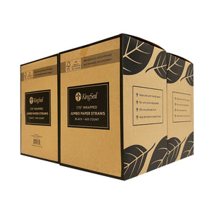 Kingseal FSC® C041262 Certified "Jumbo" Paper Drinking Straws, Paper Wrapped, Black, 7.75 Inch, Bulk Pack