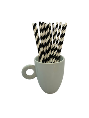 Kingseal FSC® Paper Drinking Straws, Black Stripe, Paper Wrapped, 7.75 inch, "Jumbo" Size, Bulk Pack