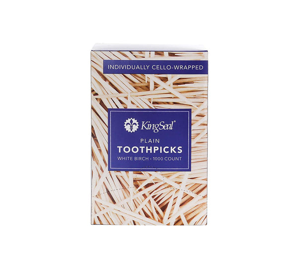 KingSeal Birch Wood Toothpicks, Cello Wrapped, Plain or Mint Flavor ...
