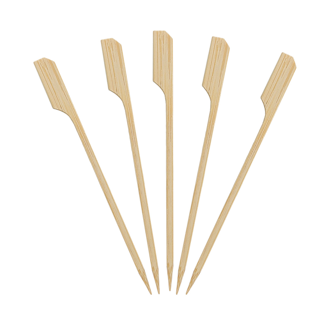KingSeal Bamboo Wood Paddle Picks, Skewers. 4.5 Inch - Perfect for Appetizers and Cocktails