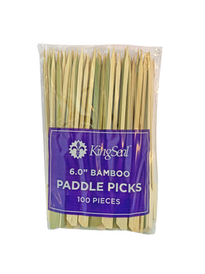 KingSeal Bamboo Wood Paddle Picks, Skewers. 6.0 Inch - Perfect for Appetizers and Cocktails