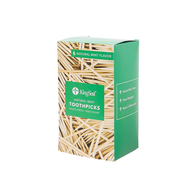 KingSeal Birch Wood Toothpicks, Paper Wrapped, Plain or Mint Flavor