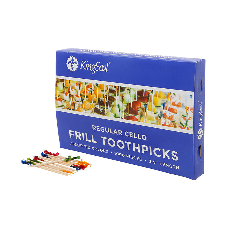 KingSeal Regular Frill Picks, Assorted Color - 5 Packs of 1000 per Case, 2.5 length, for Appetizers and Cocktails KingSeal Regular Frill Picks, Assorted Color - 5 Packs of 1000 per Case, 2.5 length, for Appetizers and Cocktails