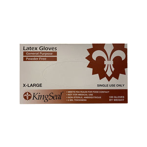 KingSeal Latex General Purpose Gloves, Powder-Free, Ivory, 4 Mil, Made in Malaysia