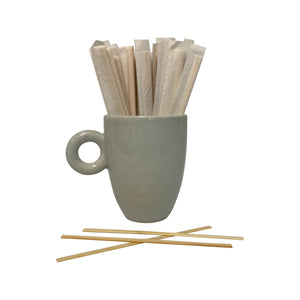 KingSeal Indiv. Paper Wrapped Bamboo Coffee Beverage Stirrers, Square End - 5.5 Inch, 100% Renewable and Biodegradable