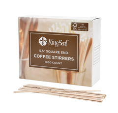 KingSeal FSC® C041262 Certified Birch Wood Coffee Stirrers, Stir Sticks,  Round End - 7.5 Inch