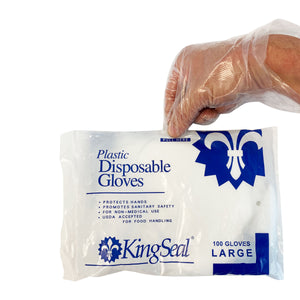 KingSeal Embossed Poly Disposable Gloves, Powder-Free, Bag Dispensers