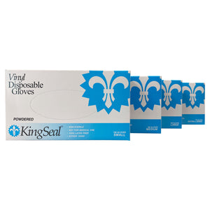 KingSeal Vinyl General Purpose Gloves, Powdered, 4 mil, Clear, Food-safe