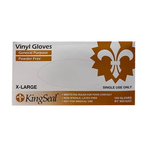 KingSeal Vinyl General Purpose Gloves, Powder-Free, 4 mil, Clear, Food-safe