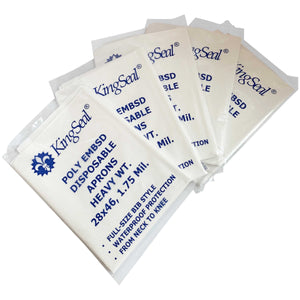 KingSeal Disposable Poly Aprons, 28 x 46 - Available in Standard Weight and Heavy Weight Options