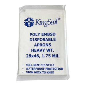 KingSeal Disposable Poly Aprons, 28 x 46 - Available in Standard Weight and Heavy Weight Options