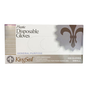 KingSeal Embossed Poly Disposable Gloves, Latex-Free, Powder-Free, 500 Count Box Dispenser