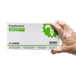 KingSeal PolyStretch TPE Poly Hybrid Disposable Gloves, Powder-Free Vinyl Glove Substitute