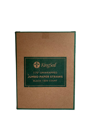 Kingseal FSC® C041262 Certified Paper Drinking Straws, Black, Unwrapped, 7.75 inch, "Jumbo" Size, Bulk Pack