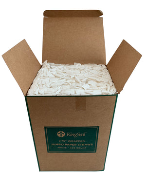 Kingseal FSC® C041262 Certified "Jumbo" Paper Drinking Straws, Paper Wrapped, White, 7.75 Inch, Bulk Pack