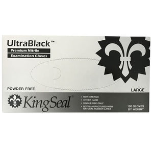 KingSeal UltraBlack® Nitrile Medical Grade Gloves, Black, Latex Free, Powder Free, 4 mil