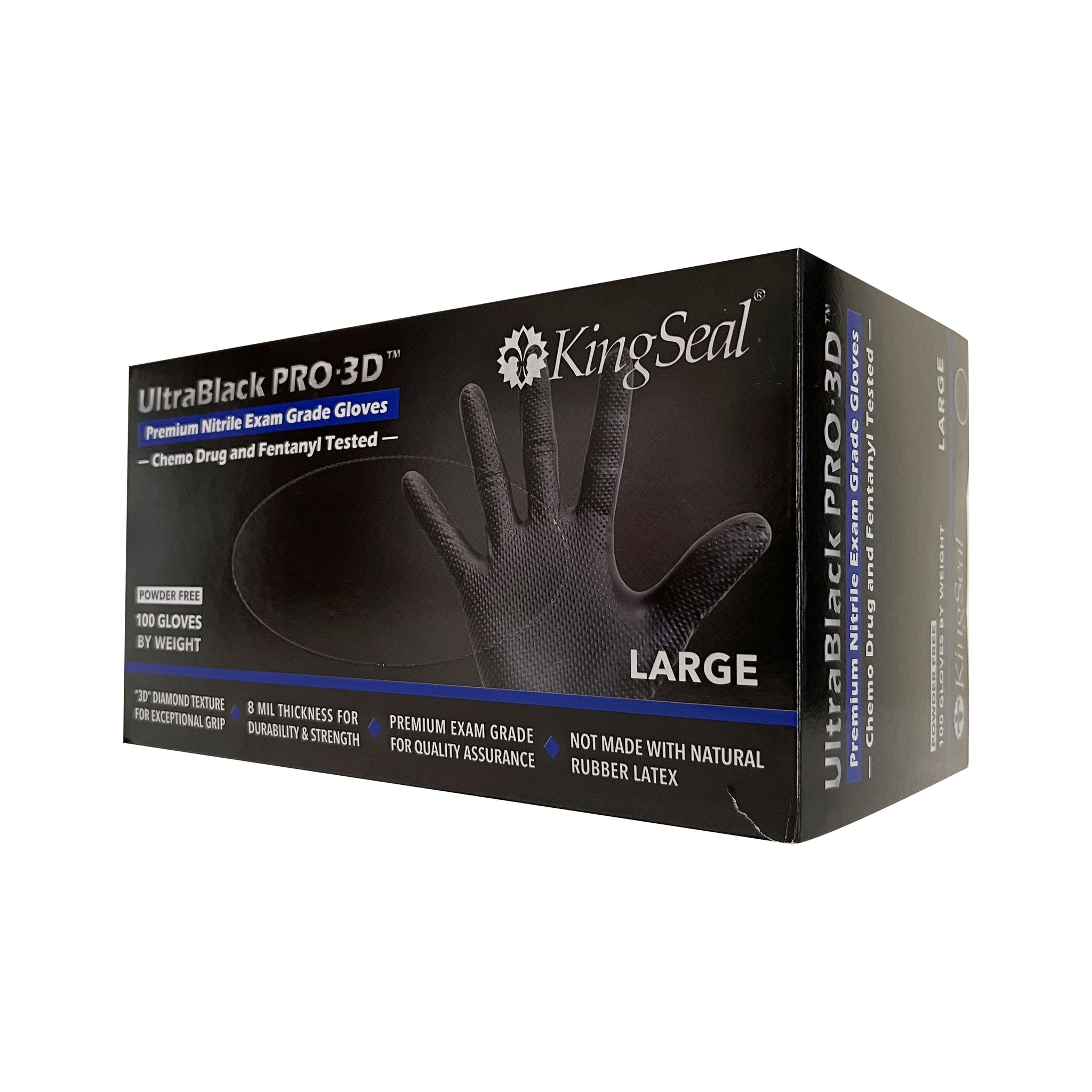 KingSeal UltraBlack® PRO-3D Black Nitrile Gloves, mil, Diamond