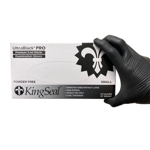 KingSeal UltraBlack®PRO Nitrile Exam Gloves, Medical Grade, Powder-Free, Black, 5 MIL