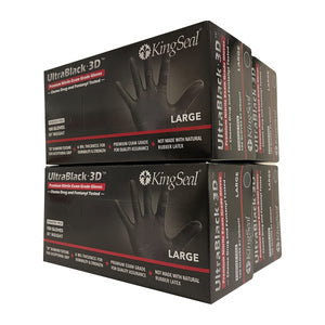 KingSeal UltraBlack®-3D Nitrile Exam Gloves, 6 mil, Diamond Textured, Chemo Drug & Fentanyl Tested