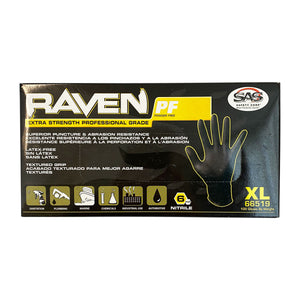 SAS Safety® Raven® Nitrile Exam Gloves, Powder-Free, Latex Free, Black, 7 Mil Thickness