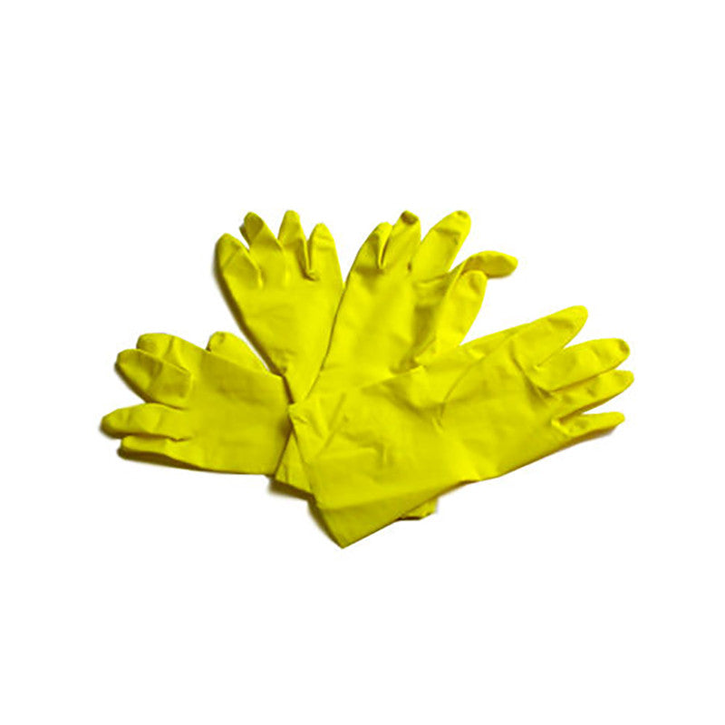 Latex Flock-Lined Household Gloves, 15 mil, Yellow